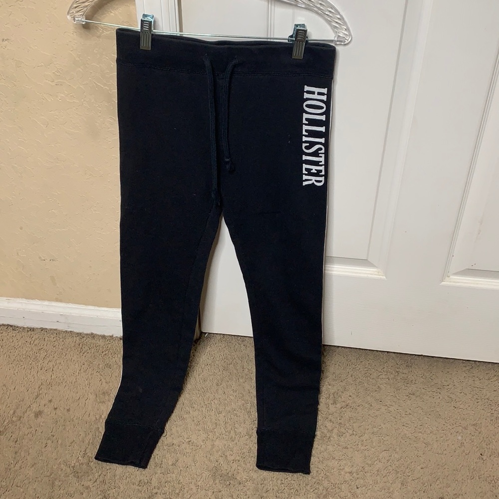 Black Hollister jogger leggings with white stripes